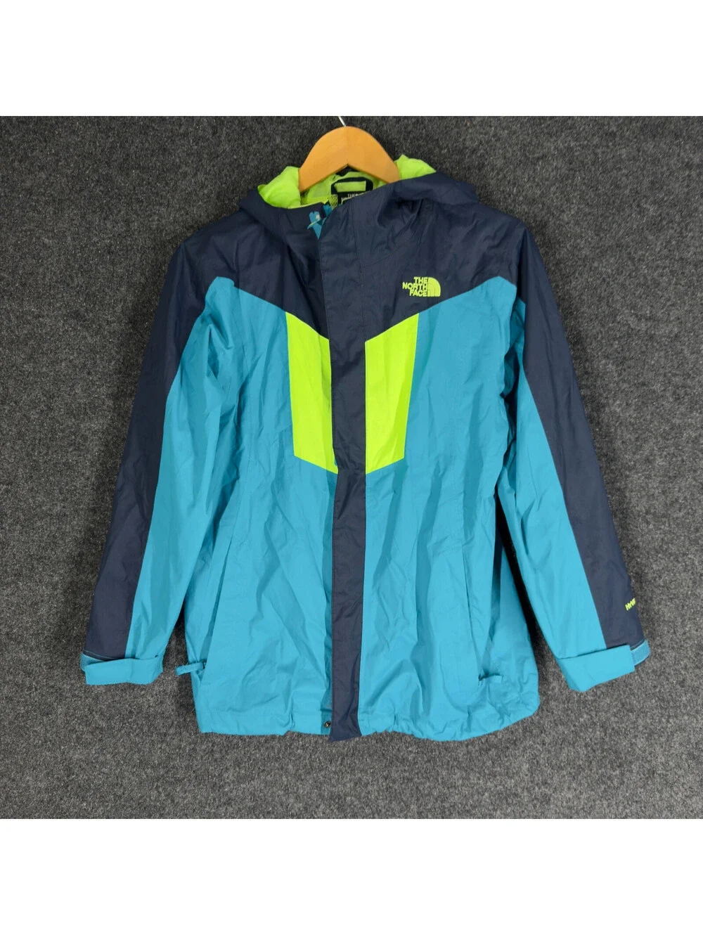 The North Face Jacket Boys L Large Blue Colorblock Full Zip Hooded Long Sleeve